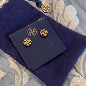 Tory Burch Gold and Black Stud Earrings